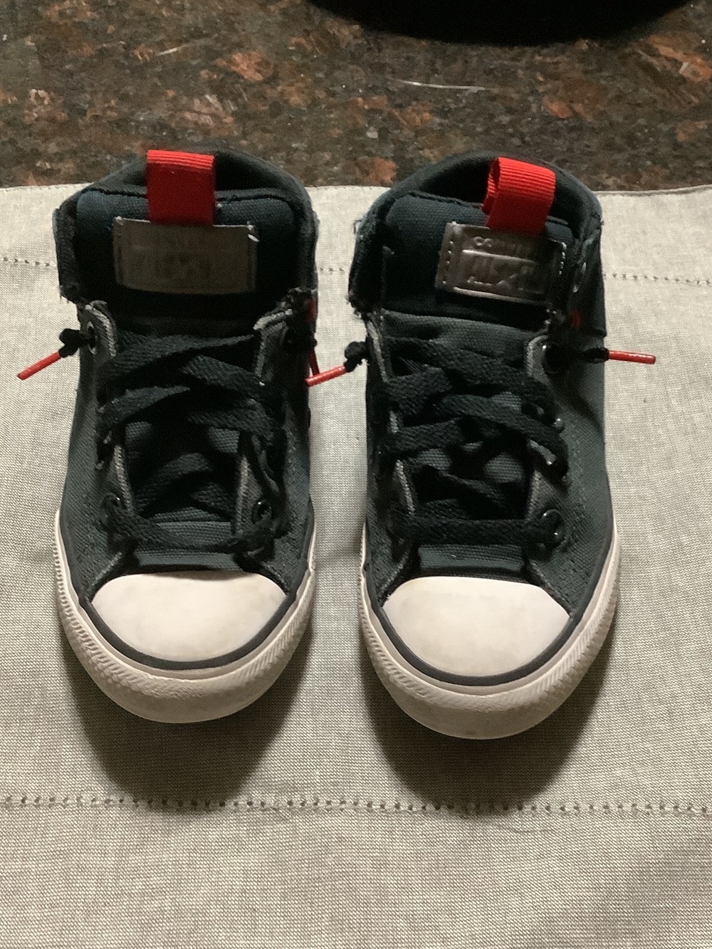 Converse Kids Black Canvas High-Top Sneakers with Red Accents